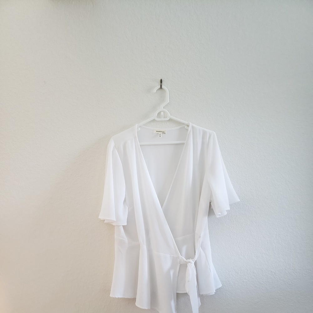 White wrap blouse
